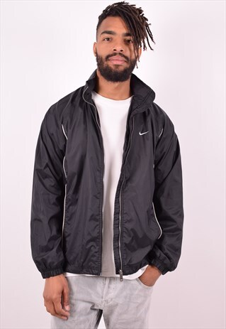NIKE MENS VINTAGE RAIN JACKET LARGE BLACK 90S