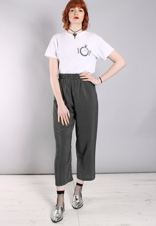VINTAGE 80S POLKA DOT HIGH WAISTED CROPPED TROUSERS