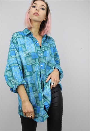 VINTAGE 80S/90S OVERSIZED PATTERNED SHIRT