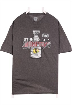 Vintage 90's Reebok T Shirt Blackhawks NHL Stanley Cup