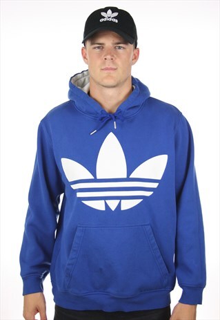VINTAGE ADIDAS ORIGINALS BIG TREFOIL HOODIE SWEATSHIRT