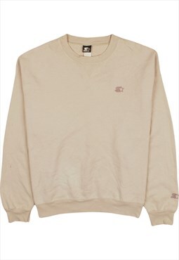 Vintage 90's Starter Sweatshirt Plain Crew Neck Beige Cream