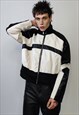 FAUX LEATHER MOTORCYCLE JACKET PU RACING BOMBER CROPPED COAT