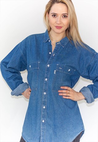 VINTAGE 90'S STONEWASH BLUE LEVI DENIM BOYFRIEND SHIRT