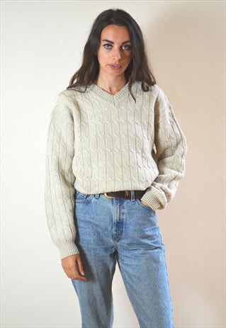 80S VINTAGE BEIGE KNIT JUMPER