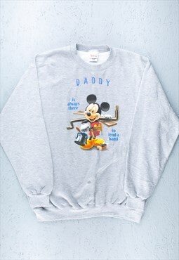 90s Disney Grey Mickey Mouse Daddy Sweatshirt - B2360