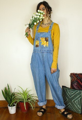 HANDPAINTED SUNFLOWER FESTIVAL DUNGAREES / OVERALLS