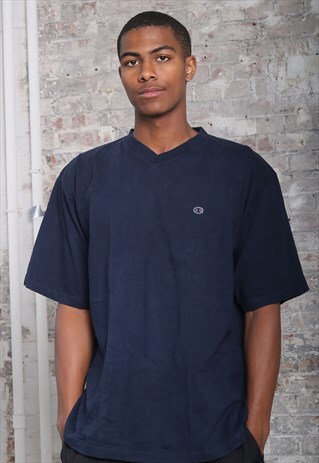 VINTAGE CHAMPION LOGO T-SHIRT NAVY BLUE