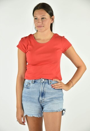 VINTAGE 90'S BANANA REPUBLIC SCOOP NECK RED T-SHIRT SIZE MED