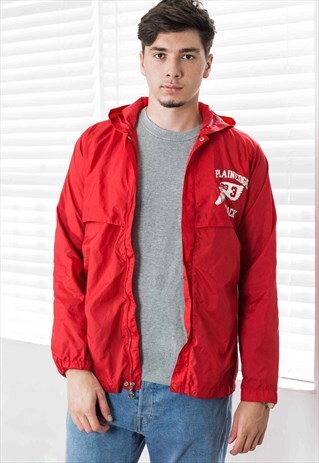 VINTAGE CHAMPION LOGO WINDBREAKER JACKET WING FOOT S 6.9