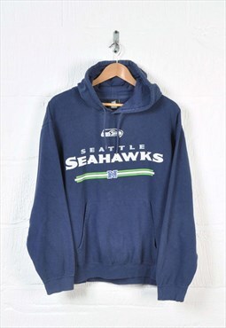 Vintage NFL Seattle Seahawks Hoodie Sweatshirt Blue Large