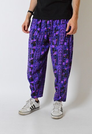 VINTAGE 80S PURPLE ABSTRACT AZTEC PANTS