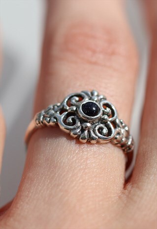 EBONISA BLACK GOLDSTONE BOHO RING