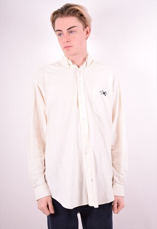 RALPH LAUREN MENS VINTAGE SHIRT LARGE WHITE 90'S