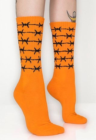 UNISEX BARBED WIRE SOCKS IN ORANGE