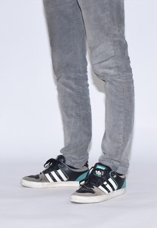 VINTAGE 90S BLACK GREEN ADIDAS MID TOP TRAINERS