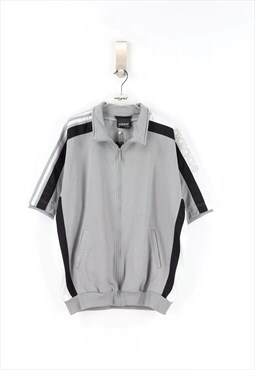 Adidas Vintage 90's Short Sleeve Zip Sweatshirt in Grey - L