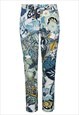 FLORAL COTTON PANTS IN BLUE AND GREEN SHADES
