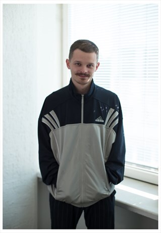 VINTAGE 90'S GREY/BLACK COLOUR BLOCK SPORT JACKET