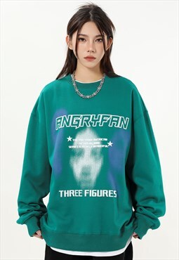 Gothic print sweatshirt blurred jumper angry slogan top