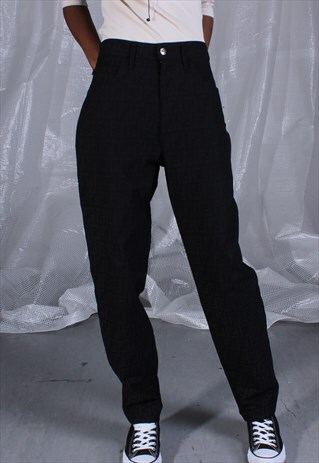 VINTAGE Y2K FENDI BLACK MONOGRAM TROUSERS