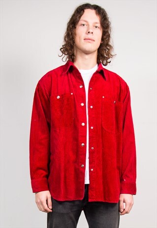 VINTAGE 90'S THICK RED CORD SHIRT
