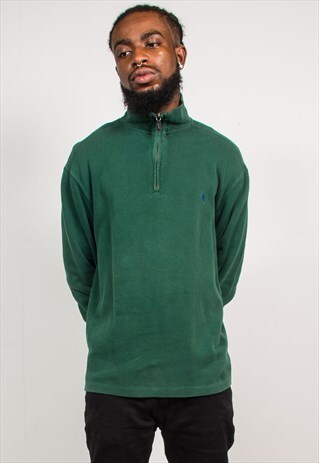 POLO RALPH LAUREN VTG 90'S GREEN QUARTER ZIP SWEATSHIRT