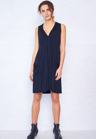VINTAGE BLACK CALVIN KLEIN SLEEVELESS MIDI DRESS