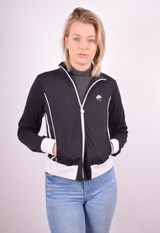 NIKE WOMENS VINTAGE TRACKSUIT TOP JACKET SMALL BLACK 90S