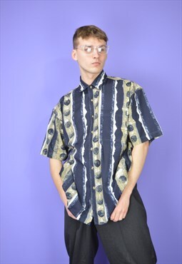 Vintage two colour graphic abstract short sleeve shirt