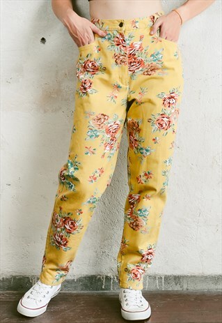 VINTAGE 80S FLORAL PRINTED JEANS