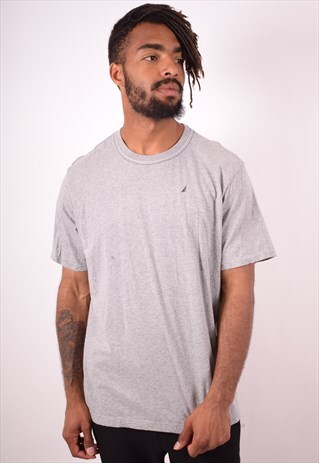 NAUTICA MENS VINTAGE T-SHIRT TOP XL GREY 90S