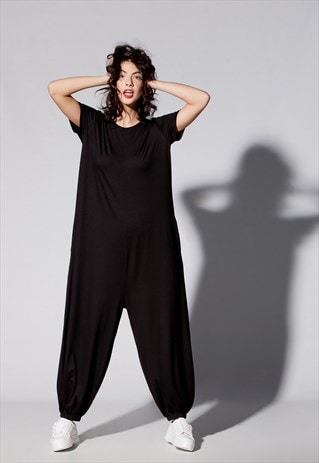 Black Oversized Jumpsuit/ maxi jumpsuit/ plus size clothing
