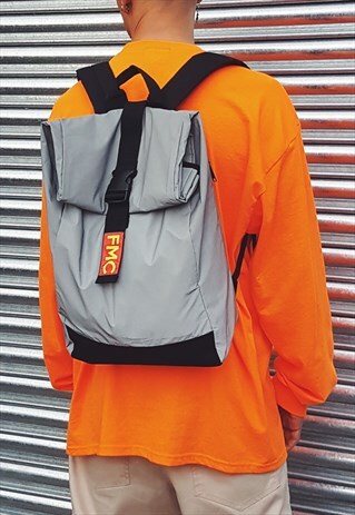 FMC HI VIS ROLL TOP BACKPACK SILVER