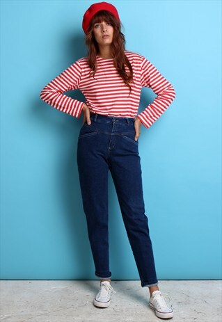 90S VINTAGE DARK BLUE MOM JEANS