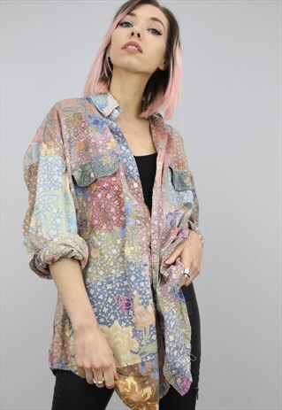 VINTAGE 80S/90S OVERSIZED PATTERNED SHIRT