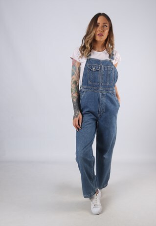 VINTAGE GAP DENIM DUNGAREES WIDE LEG UK 10 SMALL (C1G)