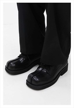 Split toe shoes Edgy high fashion round shape brogues black