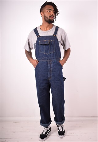 WRANGLER MENS VINTAGE DENIM DUNGAREES LARGE BLUE 90S