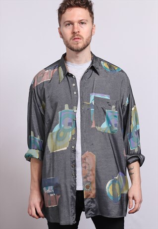 VINTAGE ABSTRACT PATTERNED SHIRT 90'S