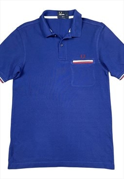 Fred Perry Vintage Men's Navy Polo Shirt With Red Trim