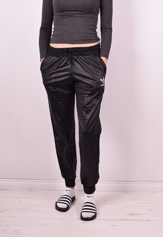 ADIDAS WOMENS VINTAGE TRACKSUIT TROUSERS W34 L29 BLACK 90S