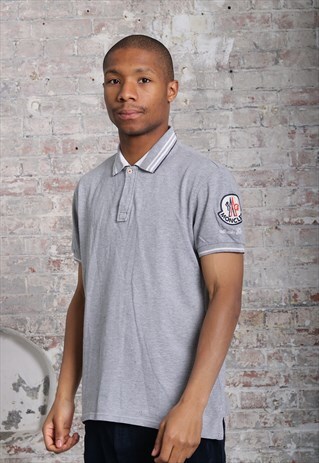 VINTAGE MONCLER LOGO POLO SHIRT GREY