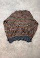 VINTAGE ABSTRACT KNITTED JUMPER PATTERNED GRANDAD SWEATER