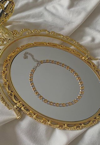EMPIRE. OMBRE CHAIN GOLD SILVER CHOKER NECKLACE