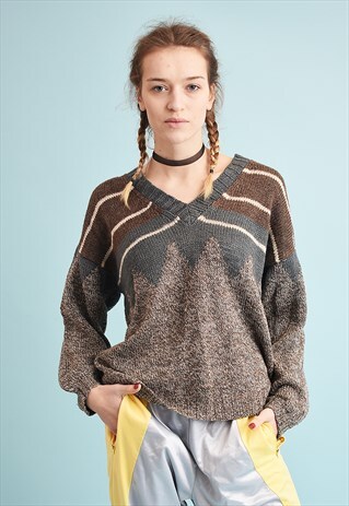 90'S RETRO JAZZY OVERSIZED HANDKNIT JUMPER