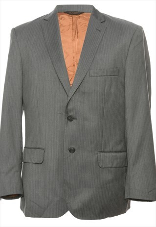 VINTAGE STRIPED GREY & WHITE BLAZER - M