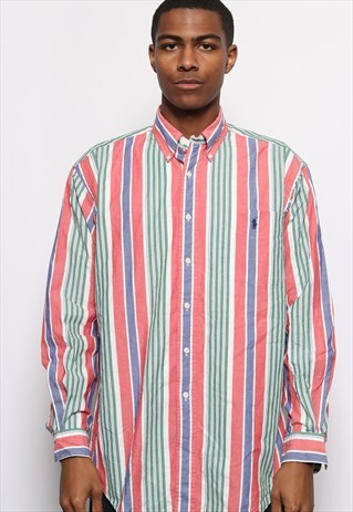 VINTAGE POLO RALPH LAUREN STRIPED SHIRT MULTI COLOURED