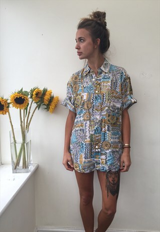 CRAZY PATTERN OVERSIZED UNISEX RETRO VINTAGE FESTIVAL SHIRT