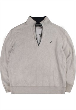 Vintage  Nautica Sweatshirt Quarter Zip Grey XLarge